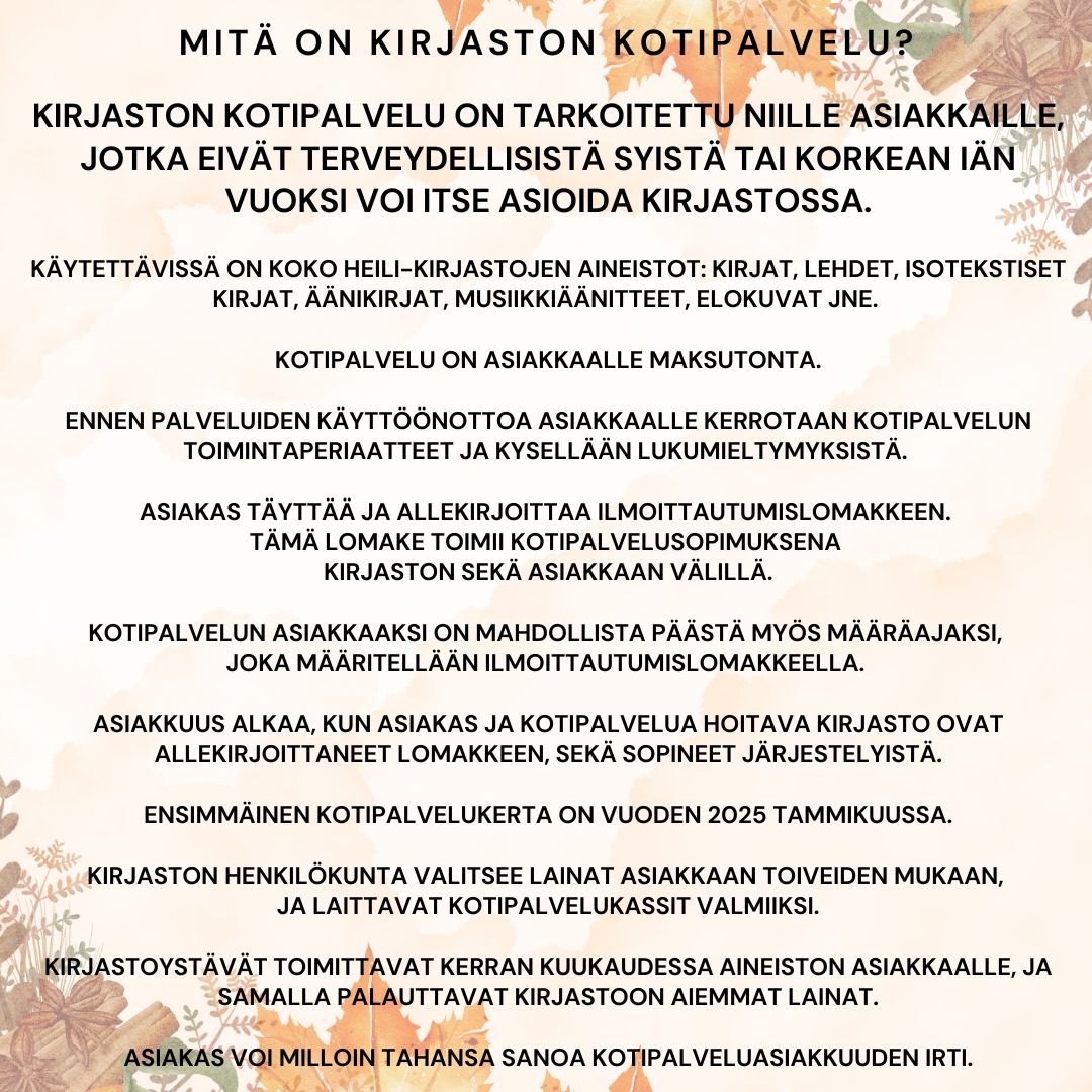 Kuvaus 2 kirjaston kotipalveluista