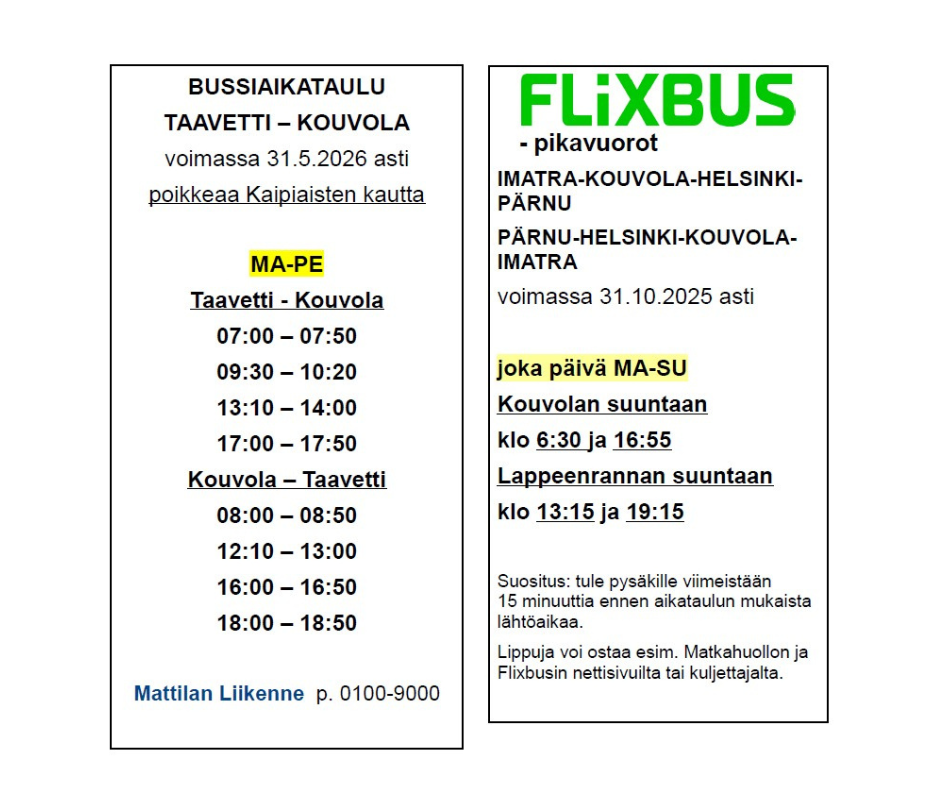 Linja-autojen aikatauluja