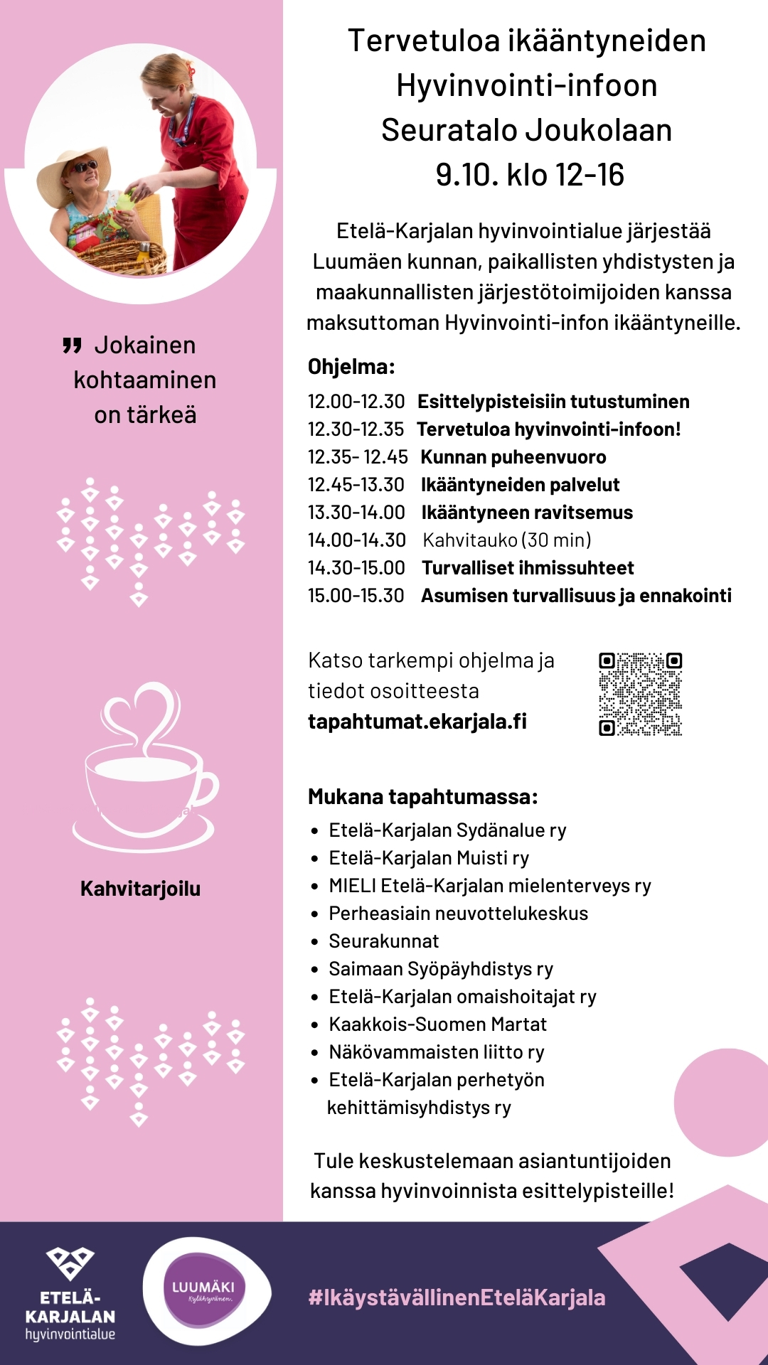 Hyvinvointialueen kutsu 9.10. ikäihmisille Joukolaan