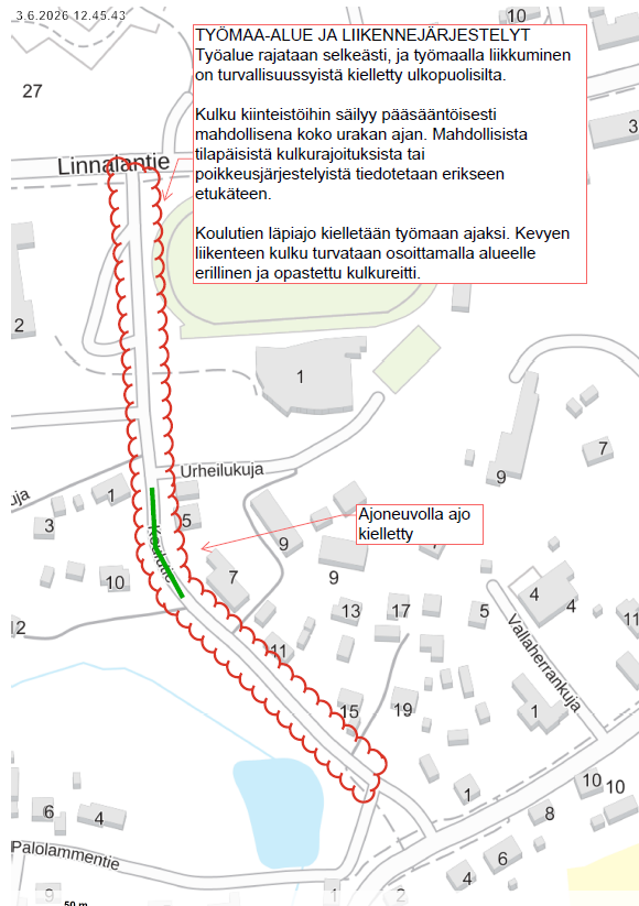 Kartta Koulutien remontista