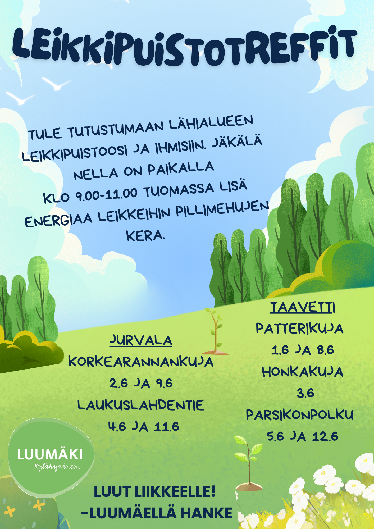 Leikkipuistotreffien aikataulut