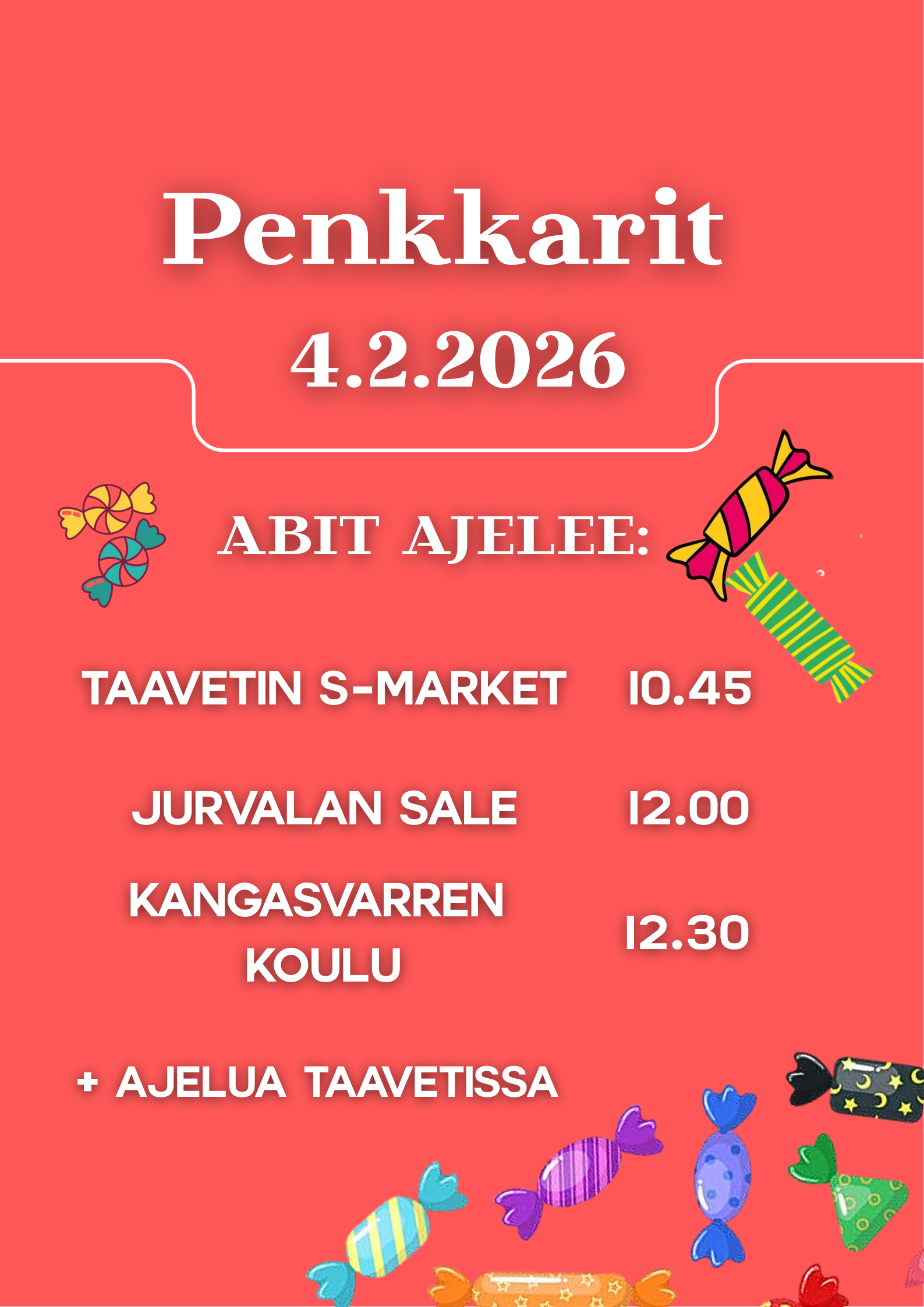 Penkinpainajaisten aikataulu